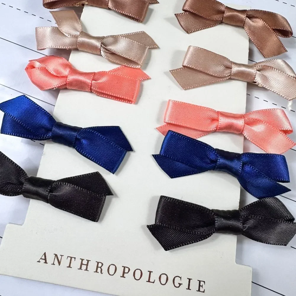 Anthropologie Kids Hair Bow Set - Pink, Blue, Brown